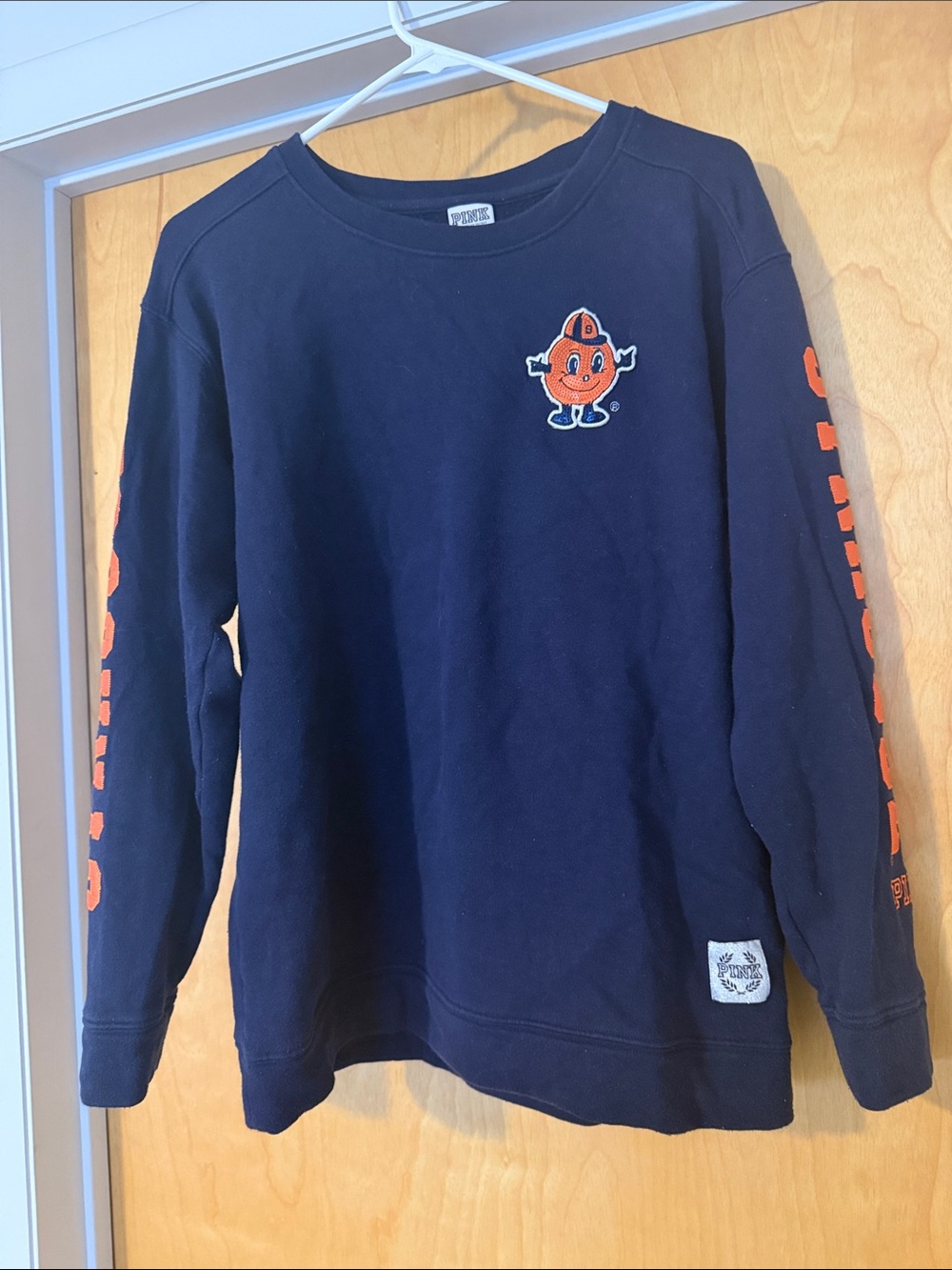 PINK Victoria's Secret Navy Sweatshirt with Orange Mascot